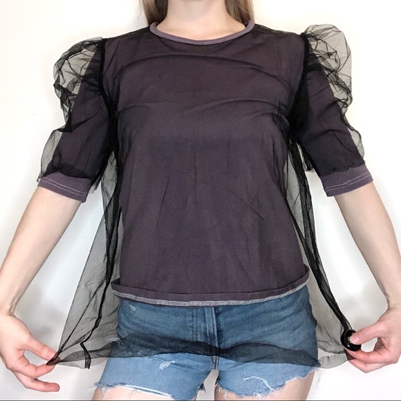 Purple shirt with tulle overlay - Picture 3 of 7